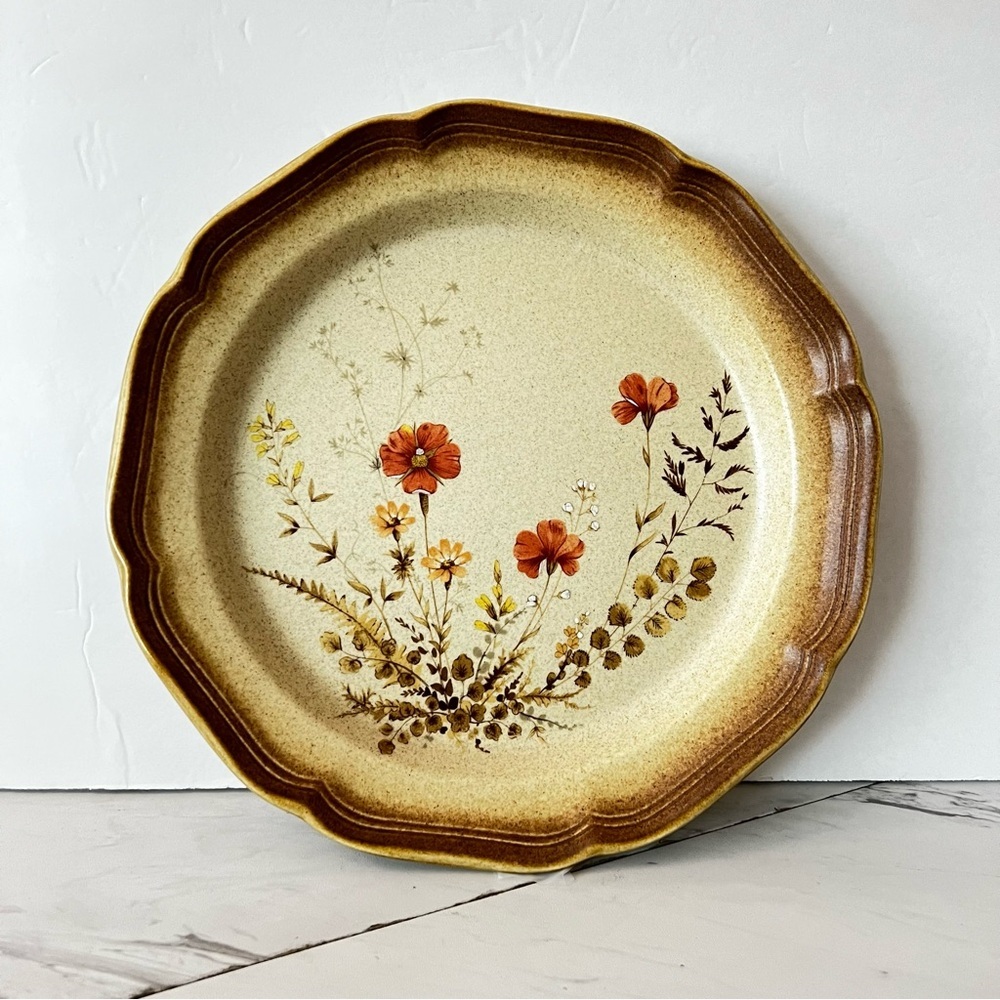 Mikasa Whole Wheat Jardiniere Dinner Plate Size 10.5" E8016 Vintage Brown Floral